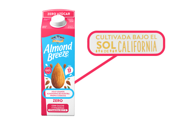 Detalle de etiquetado de Almond Breeze Bebida de almendra